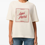 T-shirt con stampa a cuore heritage in bianco Ami paris - uomo 