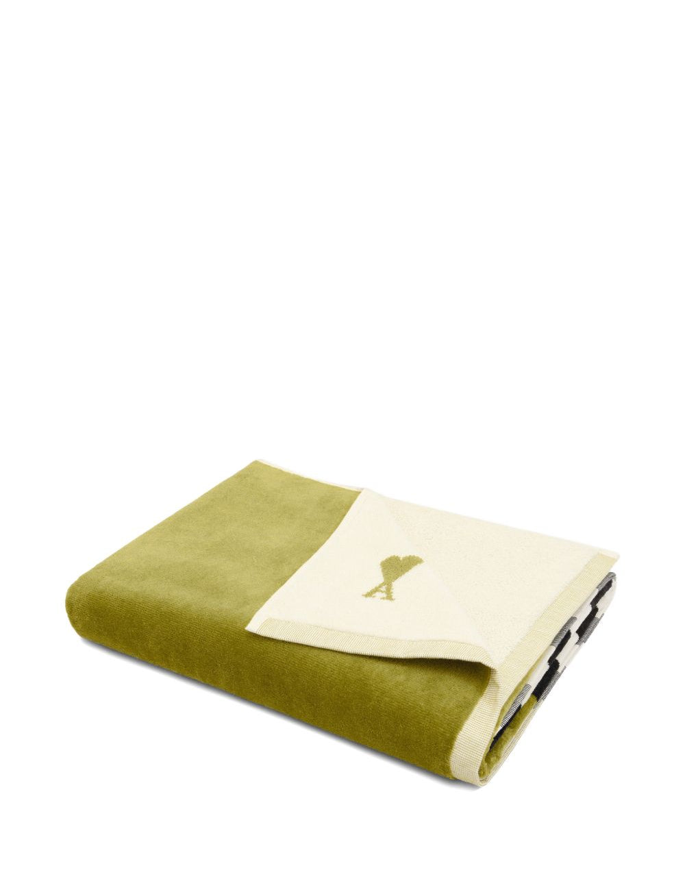 Asciugamano jacquard ami de coeur in bianco e verde Ami paris - unisex 