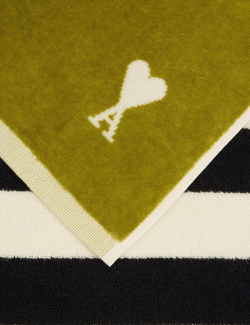 Asciugamano jacquard ami de coeur in bianco e verde Ami paris - unisex 