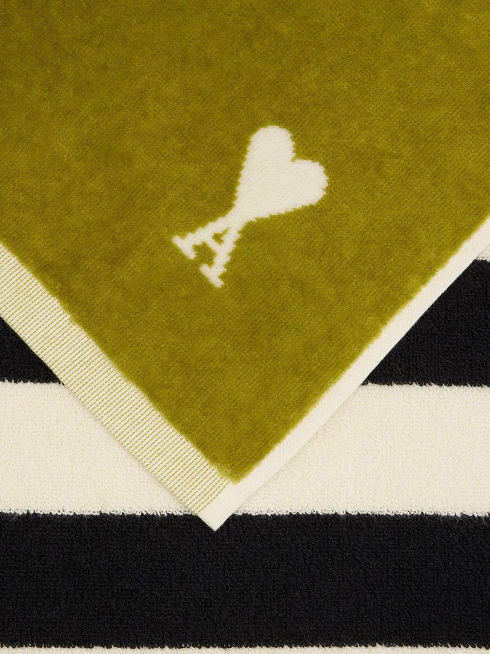 Asciugamano jacquard ami de coeur in bianco e verde Ami paris - unisex 