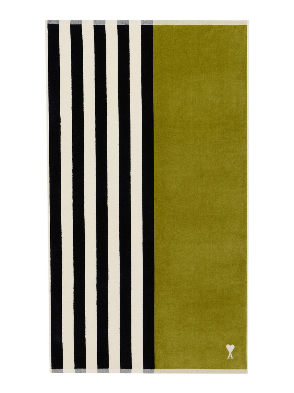 Asciugamano jacquard ami de coeur in bianco e verde Ami paris - unisex 