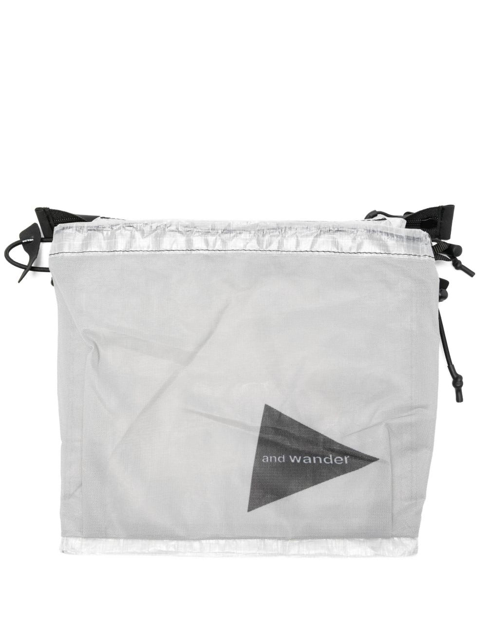 Borsa a tracolla con stampa logo in grigio And wander - uomo 