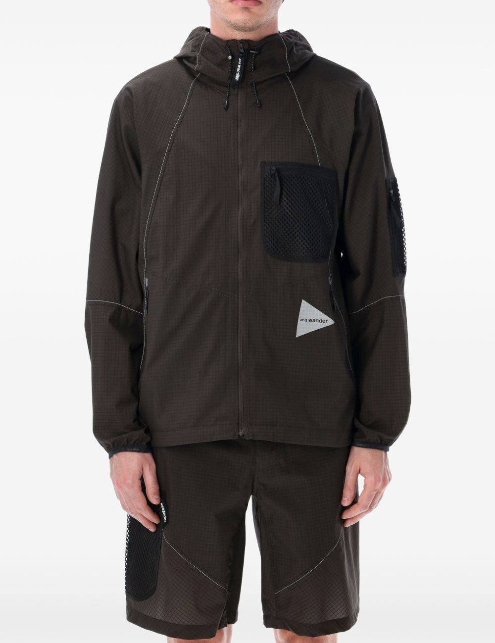 Giacca Ripstop in marrone e nero And wander - uomo 