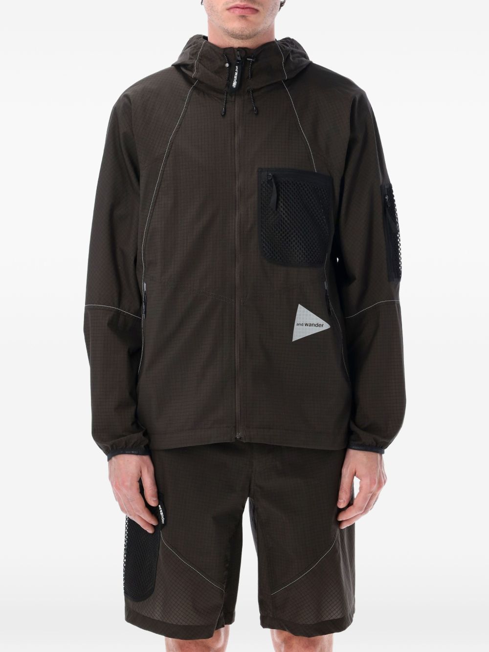 Giacca Ripstop in marrone e nero And wander - uomo 