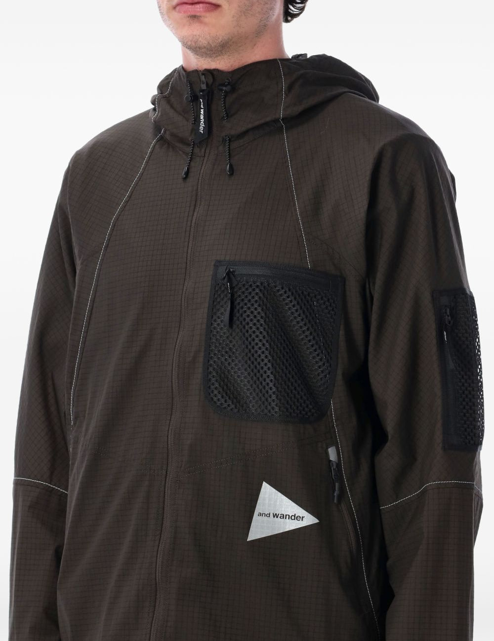 Giacca Ripstop in marrone e nero And wander - uomo 