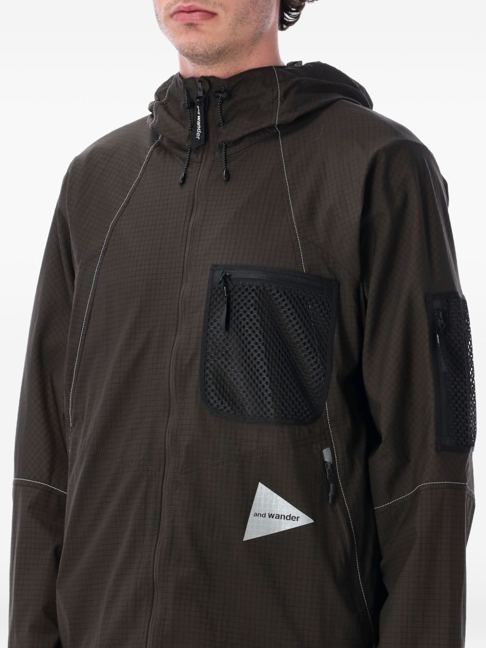 Giacca Ripstop in marrone e nero And wander - uomo 