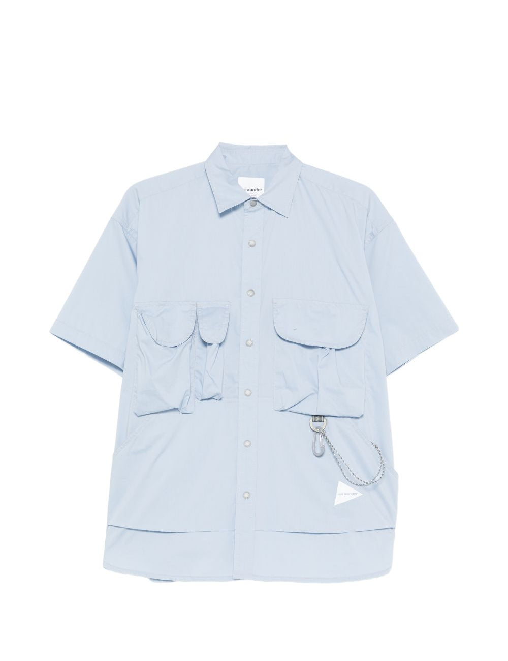 Camicia a maniche corte con tasche in celeste And wander - uomo 