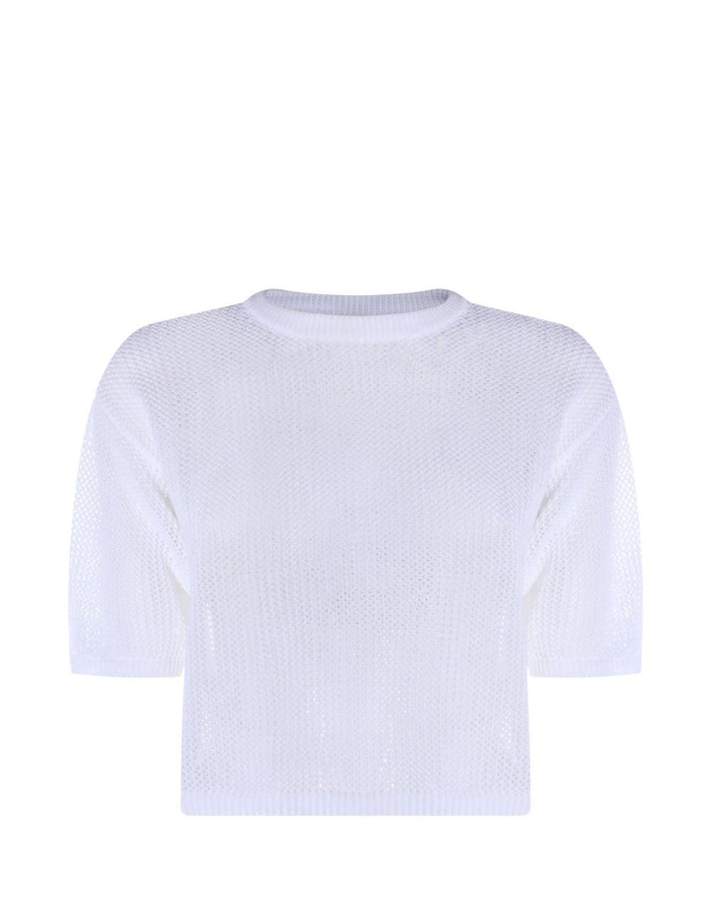 Top crop in maglia papavero in bianco Antonelli - donna 