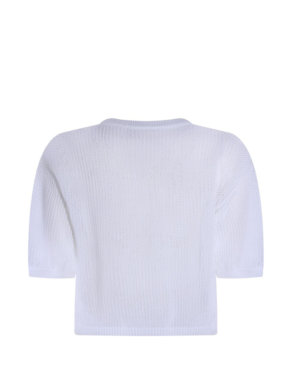 Top crop in maglia papavero in bianco Antonelli - donna 