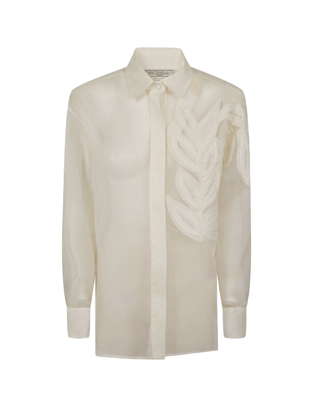 Camicia Alessandra con applicazione di foglia in bianco Antonelli - donna 