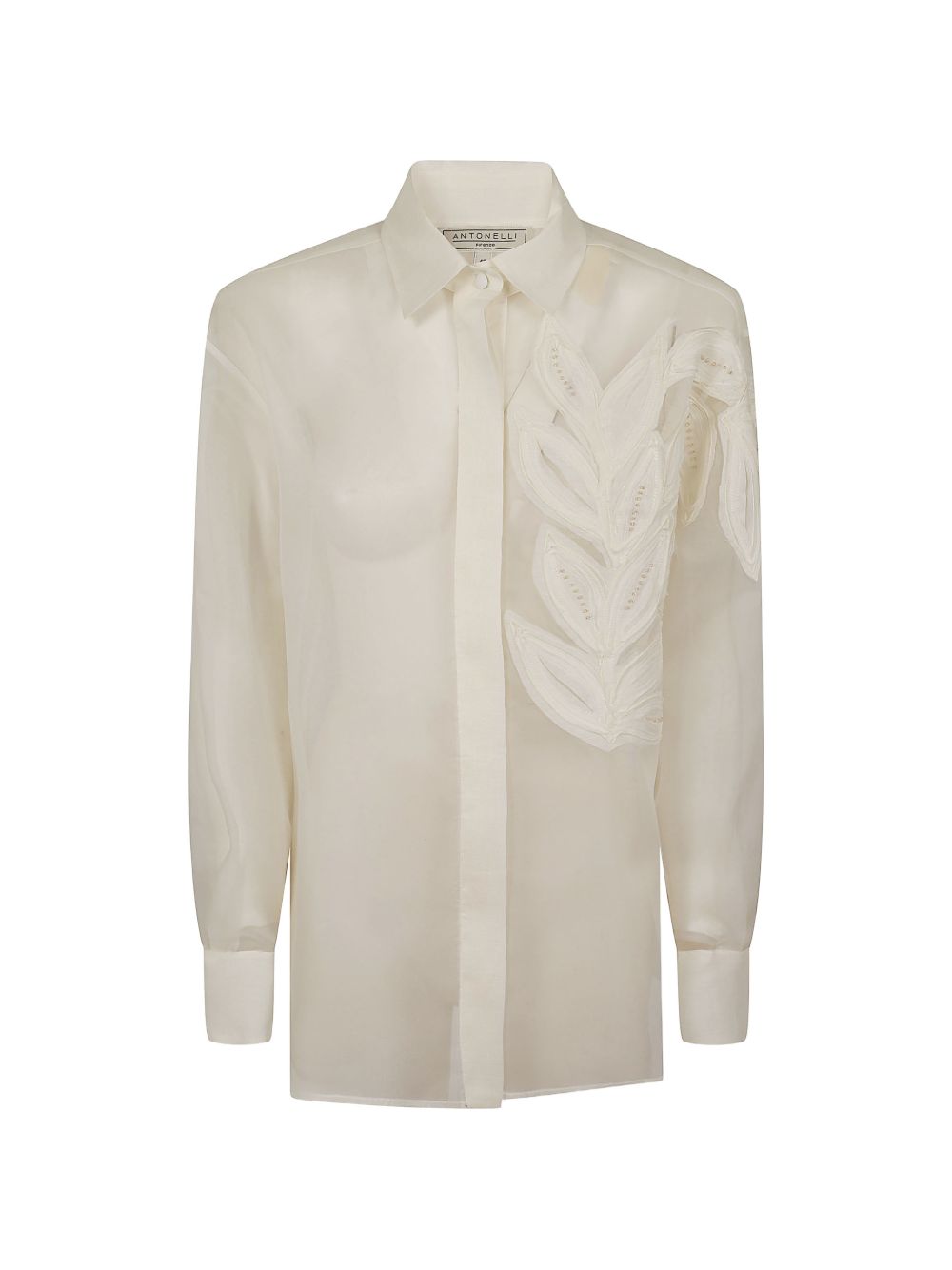 Camicia Alessandra con applicazione di foglia in bianco Antonelli - donna 