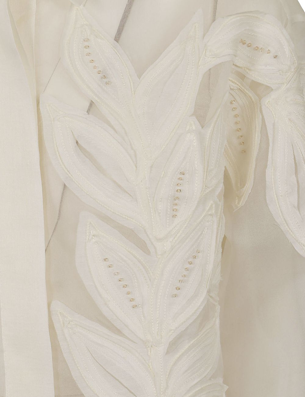 Camicia Alessandra con applicazione di foglia in bianco Antonelli - donna 