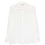 Camicia a maniche lunghe con balza a pieghe in bianco Antonelli - donna 