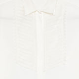 Camicia a maniche lunghe con balza a pieghe in bianco Antonelli - donna 
