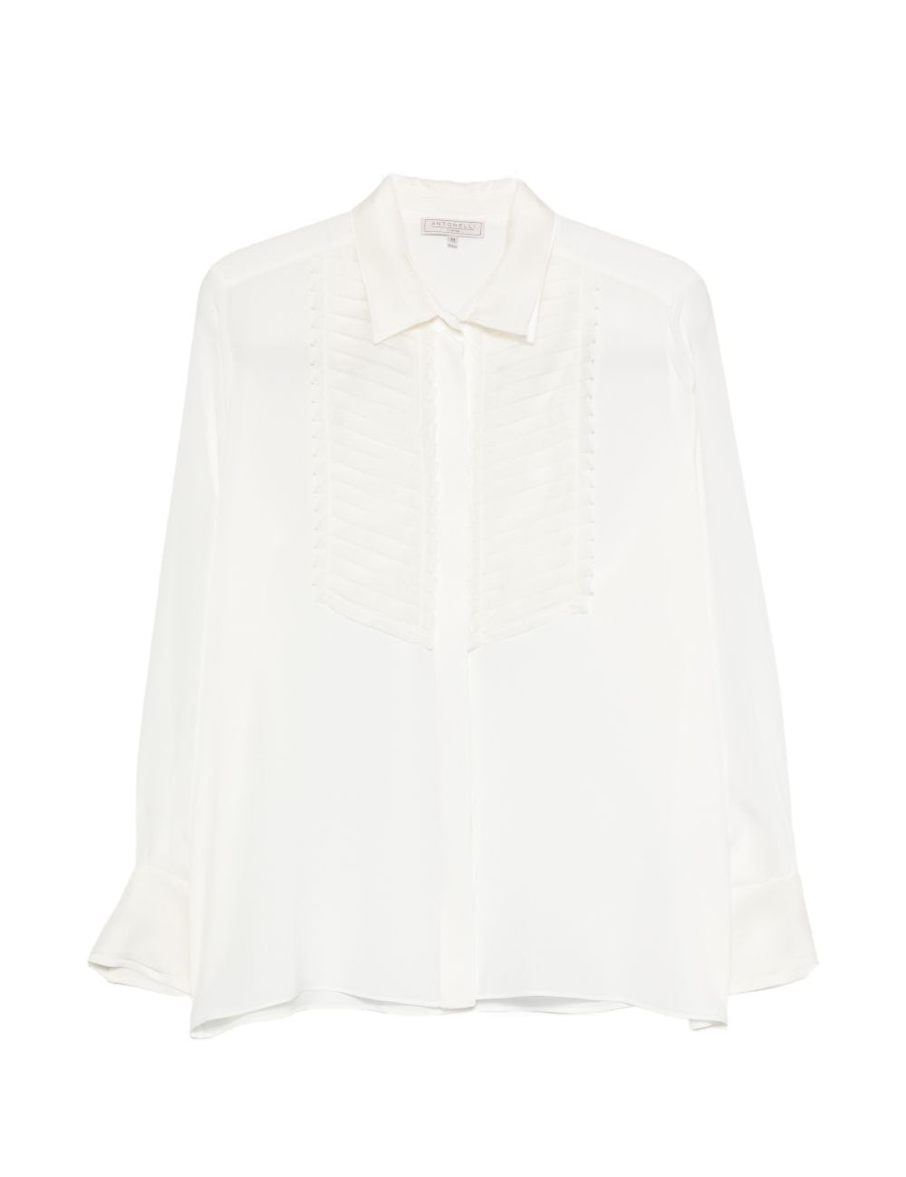 Camicia a maniche lunghe con balza a pieghe in bianco Antonelli - donna 