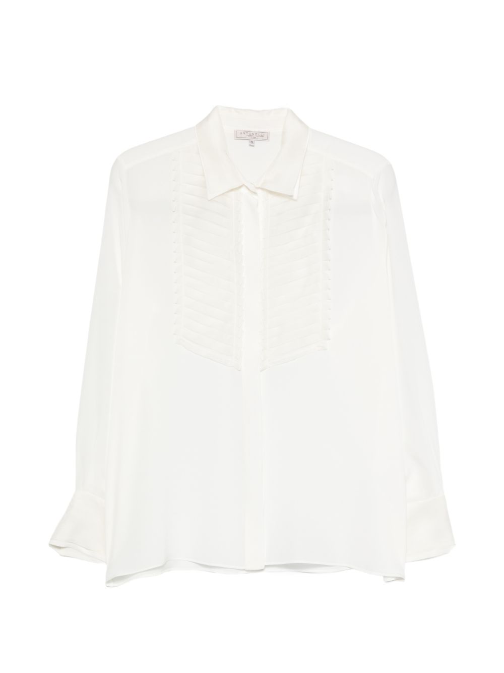 Camicia a maniche lunghe con balza a pieghe in bianco Antonelli - donna 
