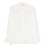 Camicia a maniche lunghe con balza a pieghe in bianco Antonelli - donna 
