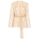 Giacca con scollo a v e cintura in beige Antonelli - donna 
