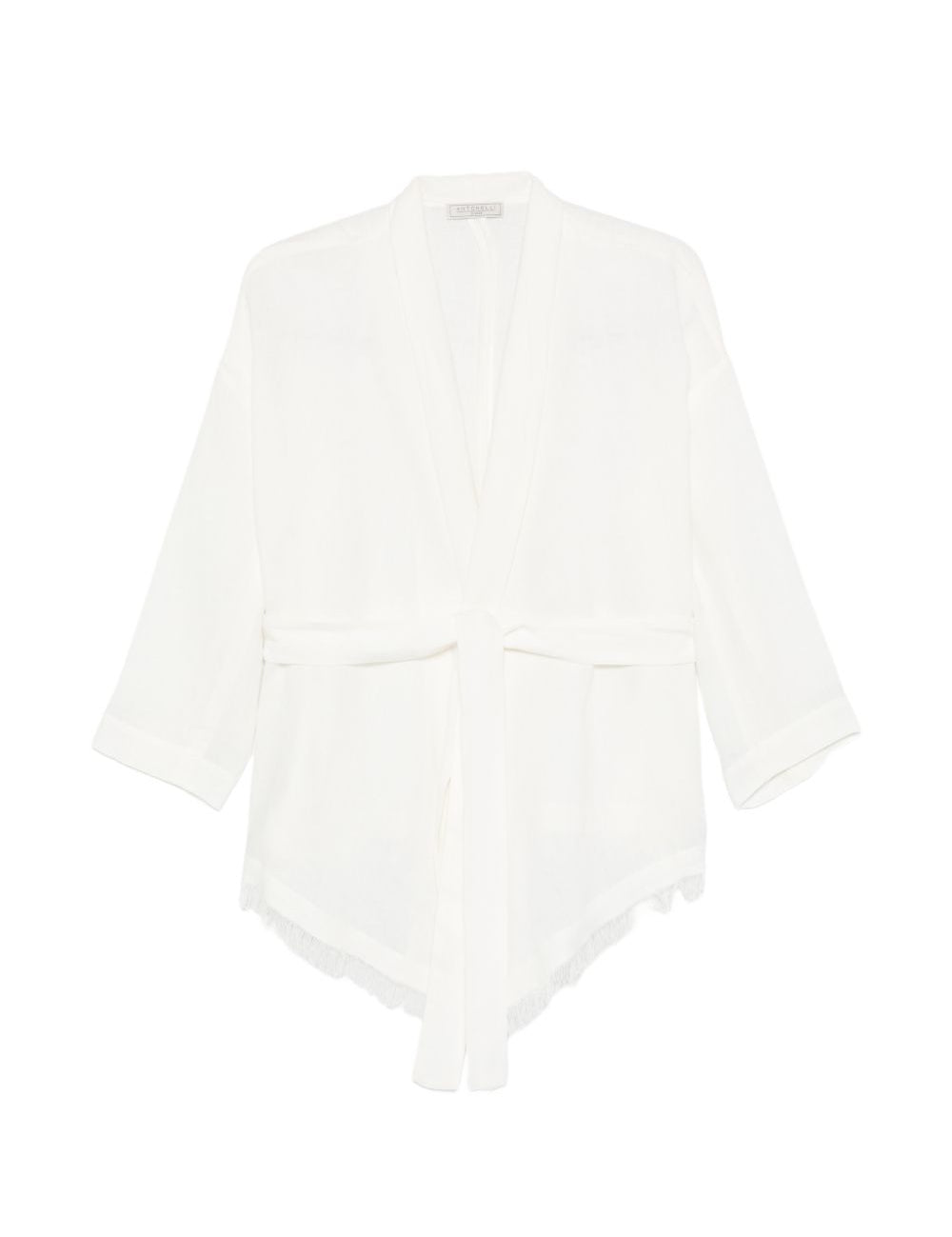 Giacca con cintura e frange in bianco Antonelli - donna 
