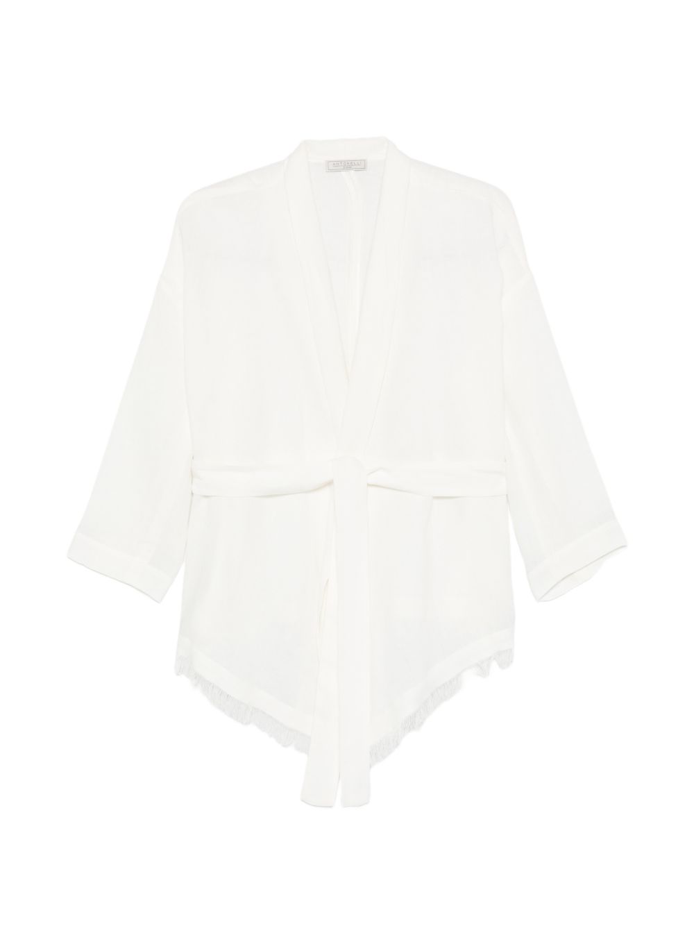 Giacca con cintura e frange in bianco Antonelli - donna 