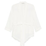 Giacca con cintura e frange in bianco Antonelli - donna 