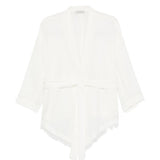 Giacca con cintura e frange in bianco Antonelli - donna 