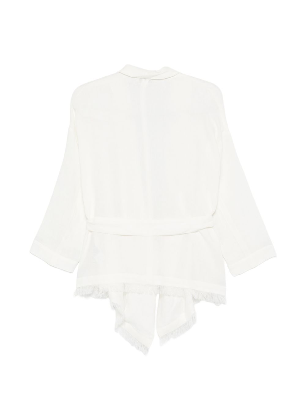 Giacca con cintura e frange in bianco Antonelli - donna 