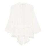 Giacca con cintura e frange in bianco Antonelli - donna 