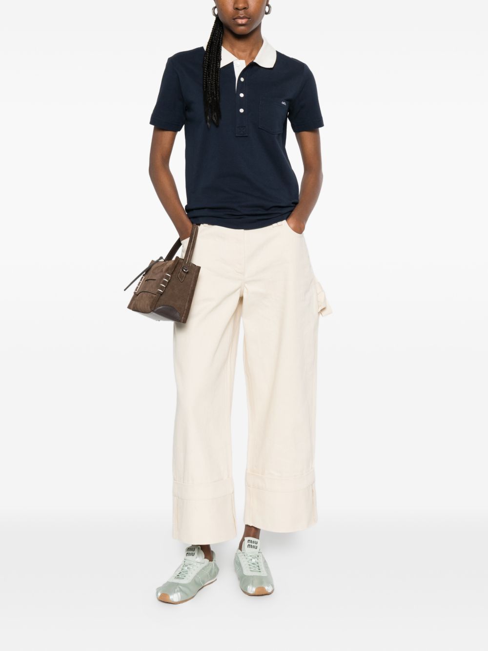 Polo con collo e taschino in blu A.P.C. - donna 