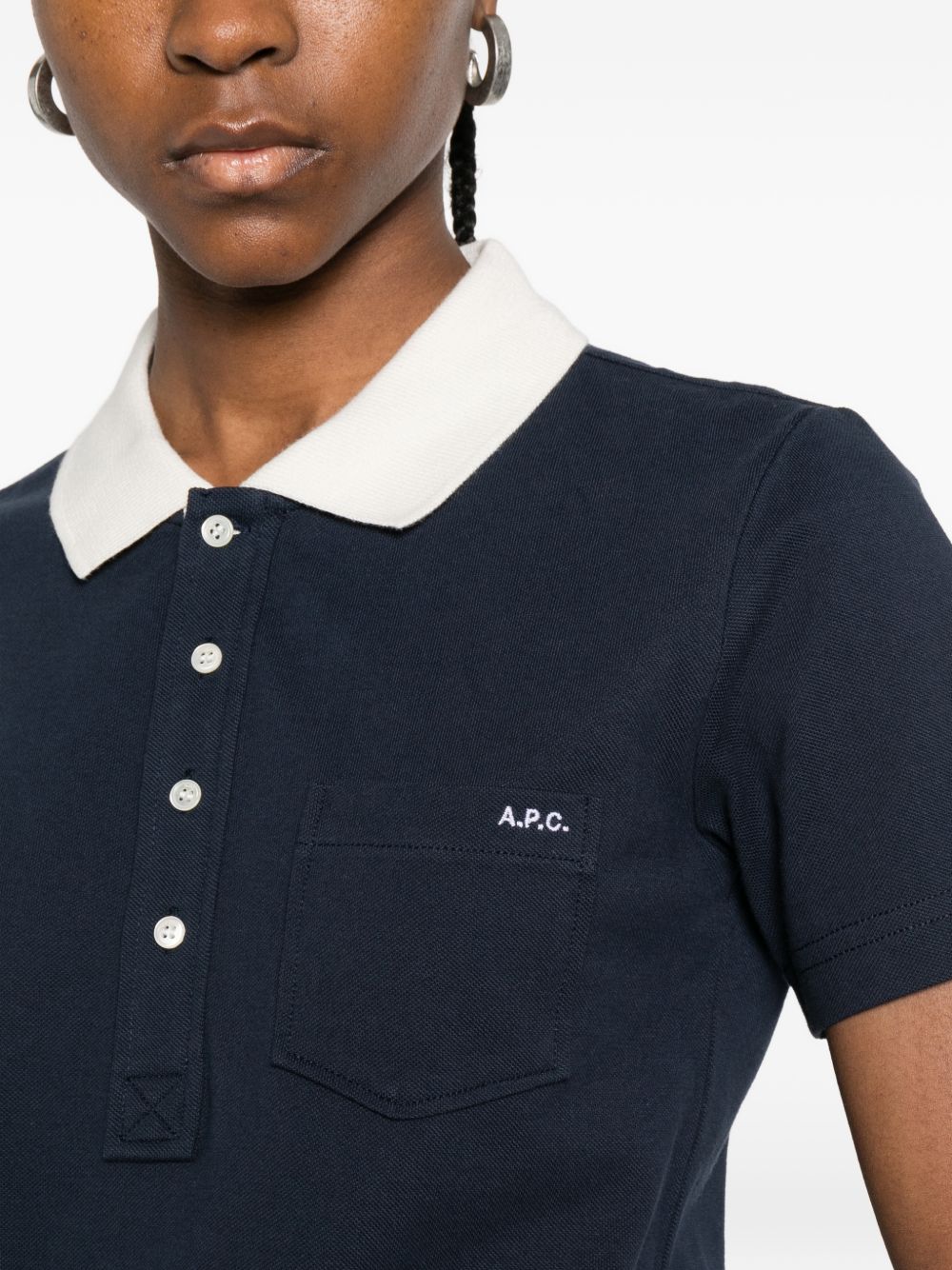 Polo con collo e taschino in blu A.P.C. - donna 