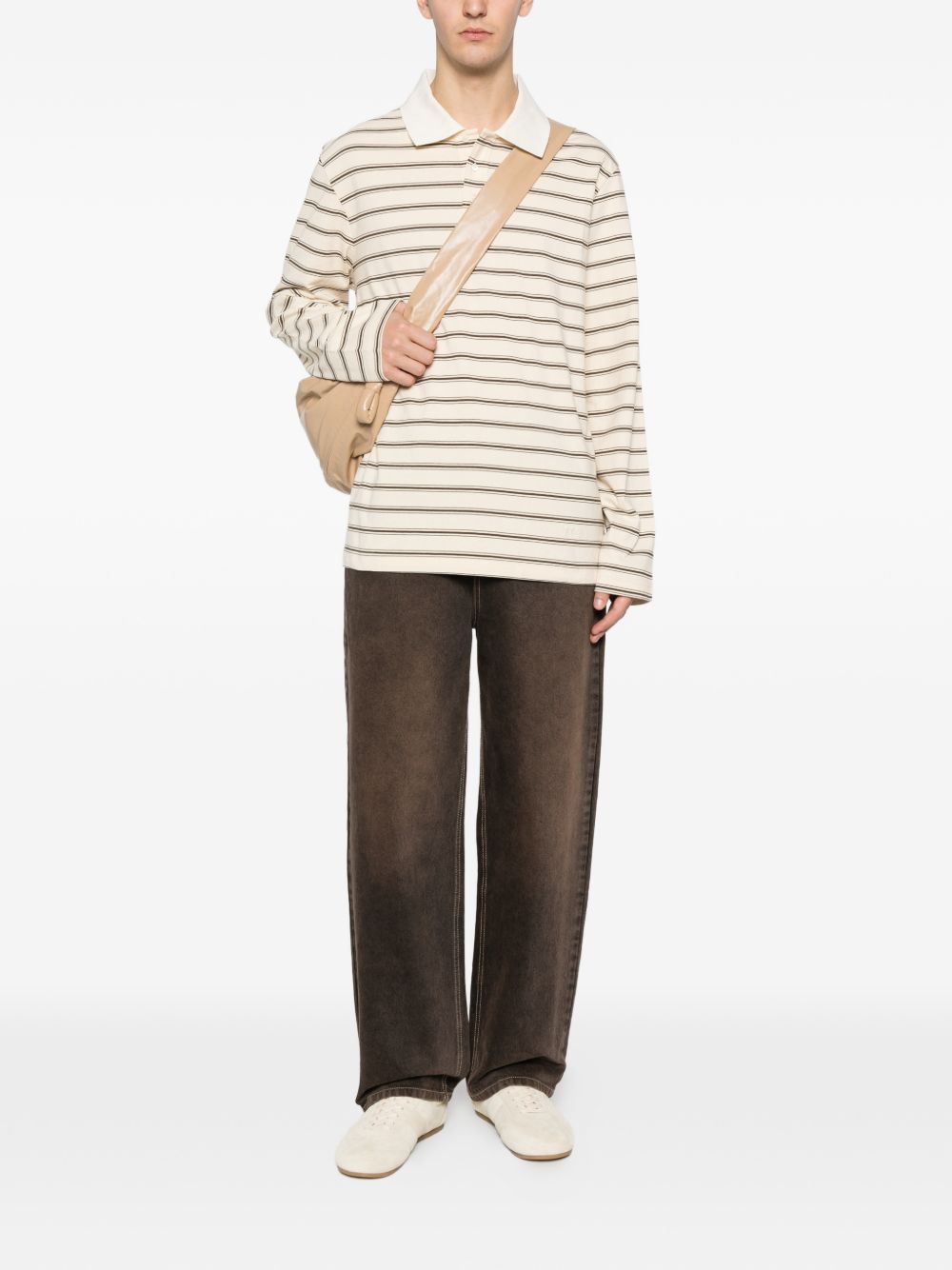 Polo a maniche lunghe a righe in beige A.P.C. - uomo 