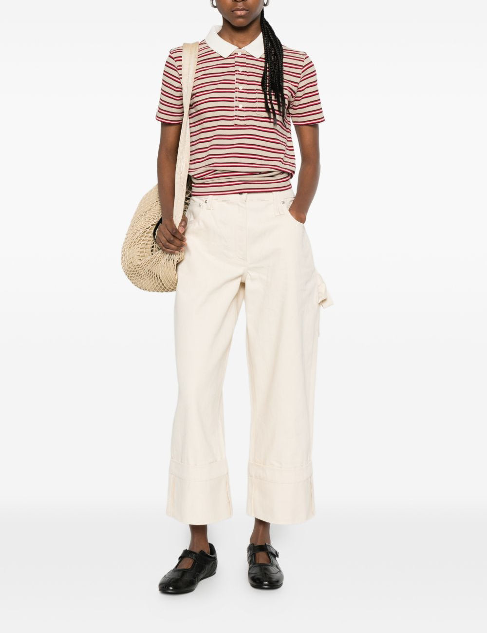 Polo con colletto a righe in beige e rosso A.P.C. - donna 