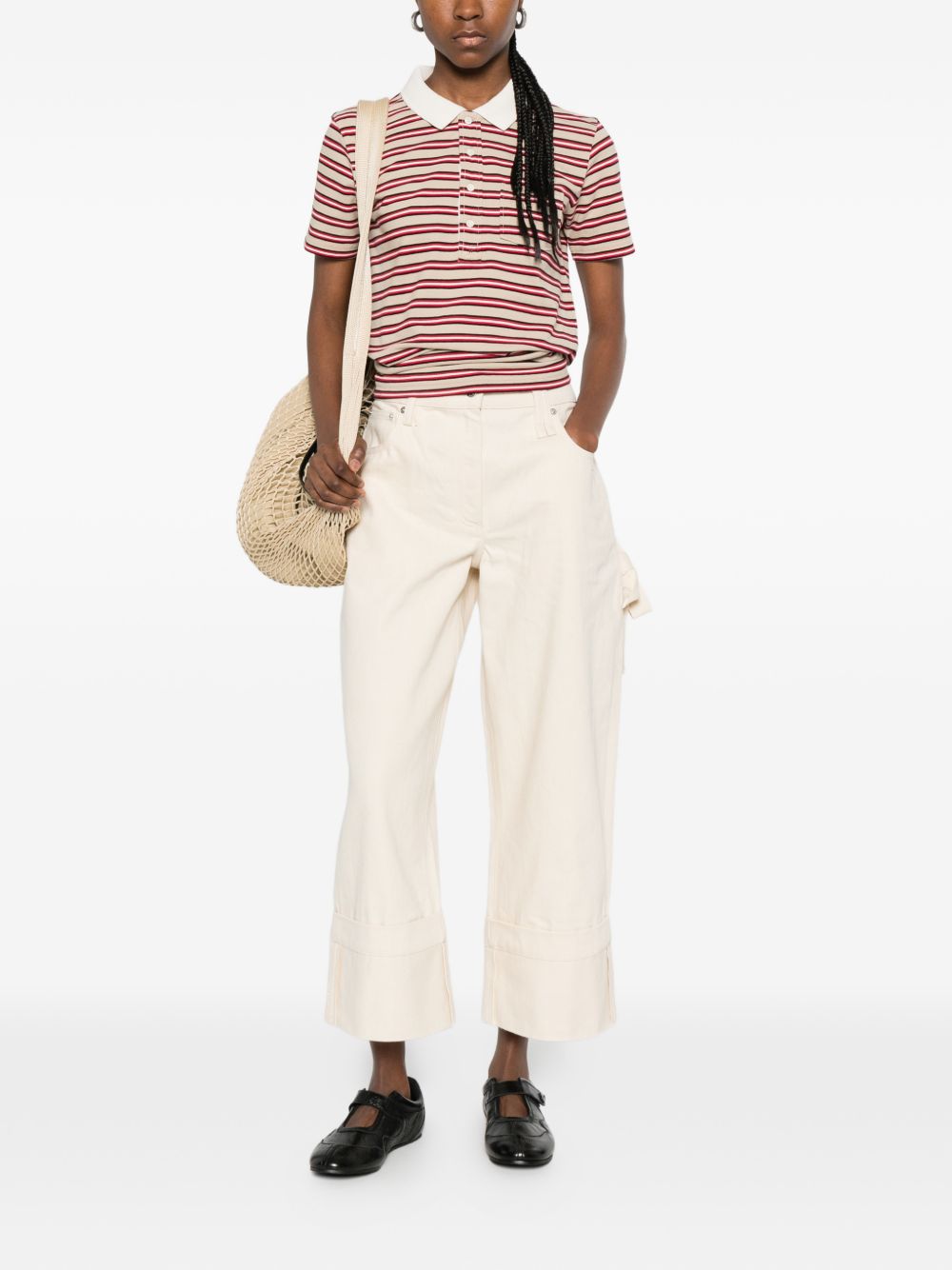 Polo con colletto a righe in beige e rosso A.P.C. - donna 