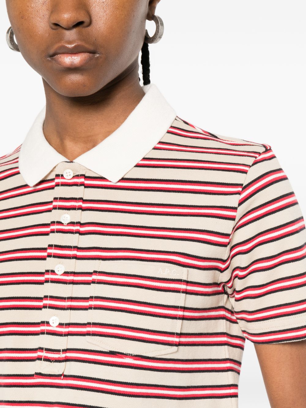 Polo con colletto a righe in beige e rosso A.P.C. - donna 