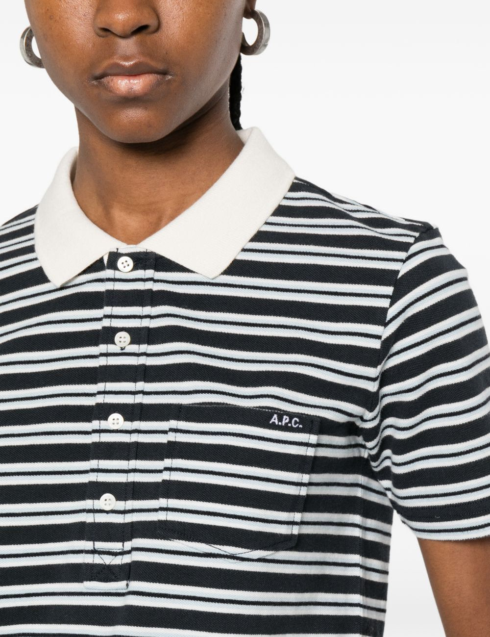 Polo con colletto a righe in beige e blu A.P.C. - donna 