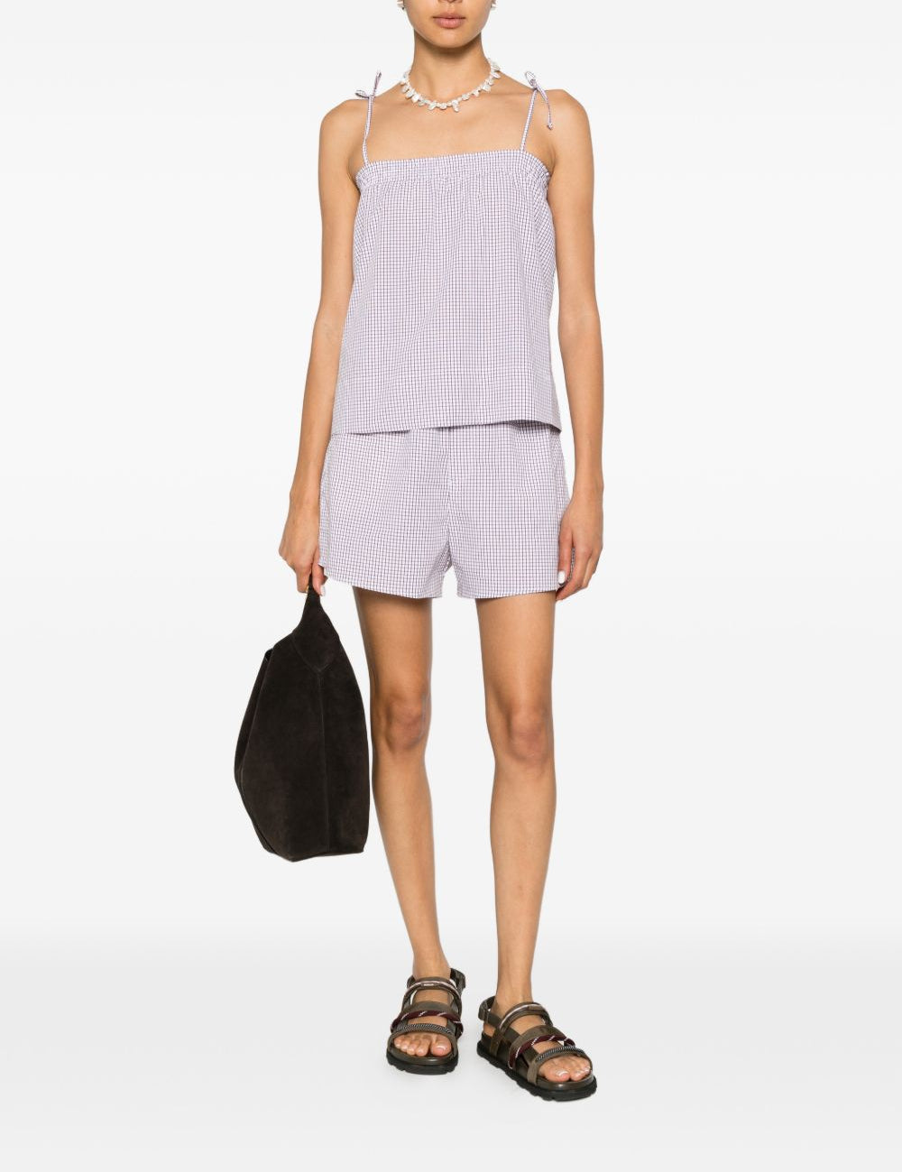 Pantaloncini a quadretti in bianco e marrone A.P.C. - donna 