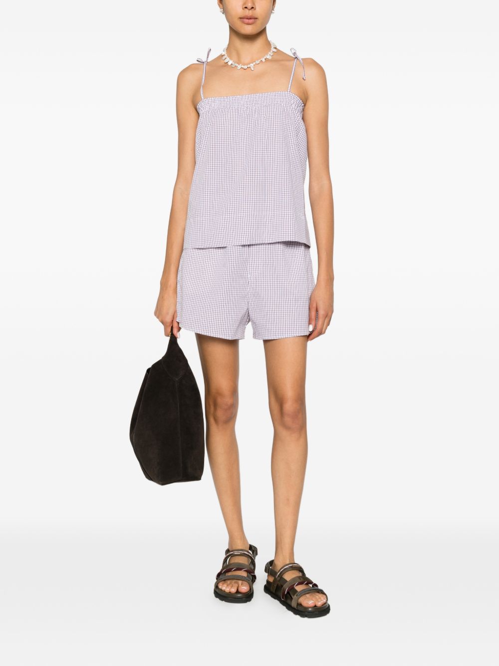 Pantaloncini a quadretti in bianco e marrone A.P.C. - donna 