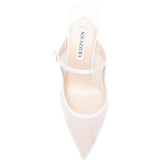Mules in voile plissettato in bianco Aquazzura - donna 