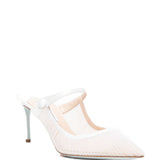 Mules in voile plissettato in bianco Aquazzura - donna 