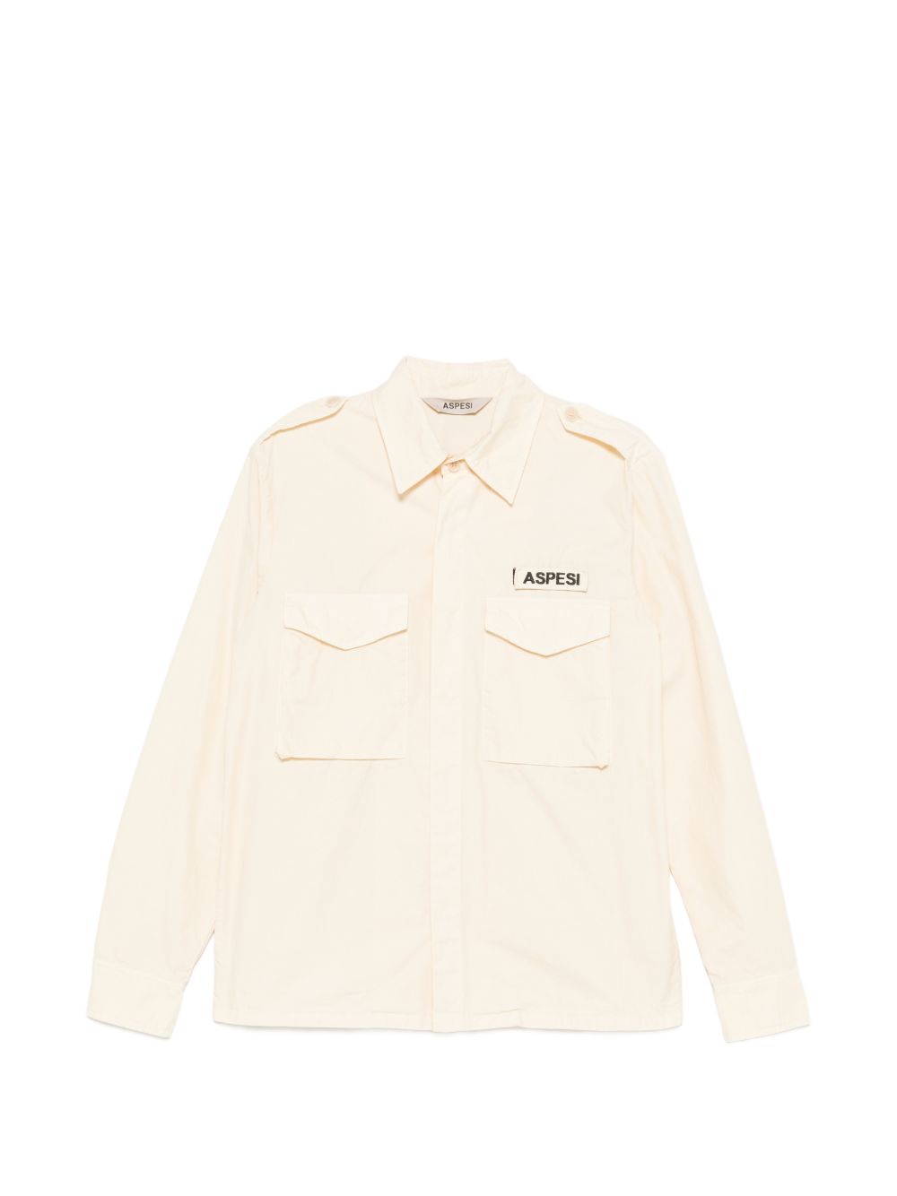 Camicia con patch logo e epaulette in avorio Aspesi - uomo 
