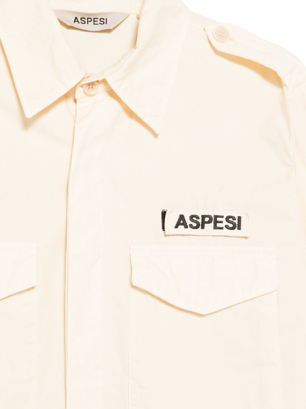 Camicia con patch logo e epaulette in avorio Aspesi - uomo 