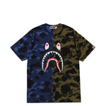 T-shirt in cotone con stampa mimetica in blu e verde A bathing ape - uomo 