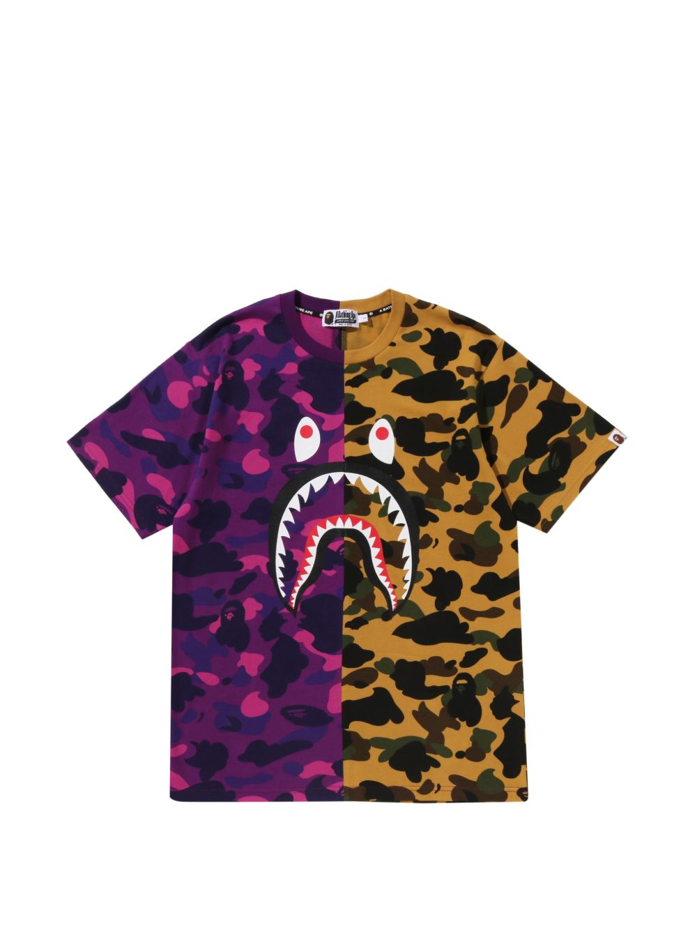 T-shirt in cotone con stampa mimetica in viola A bathing ape - uomo 