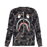 T-shirt con stampa mimetica e dettagli squalo in nero A bathing ape - uomo 
