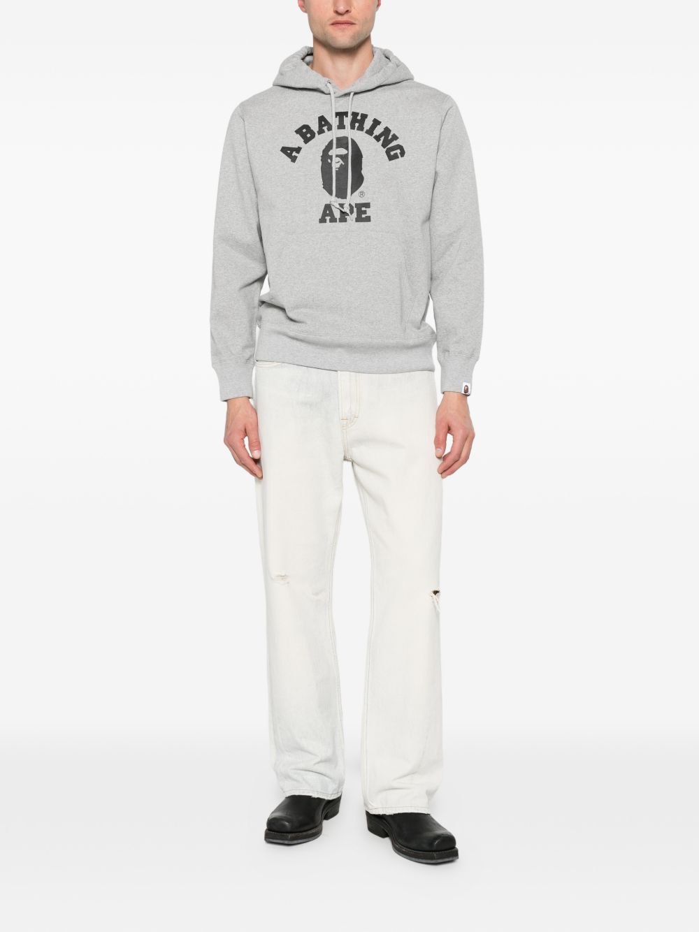 Felpa con stampa logo in grigio A bathing ape - uomo 
