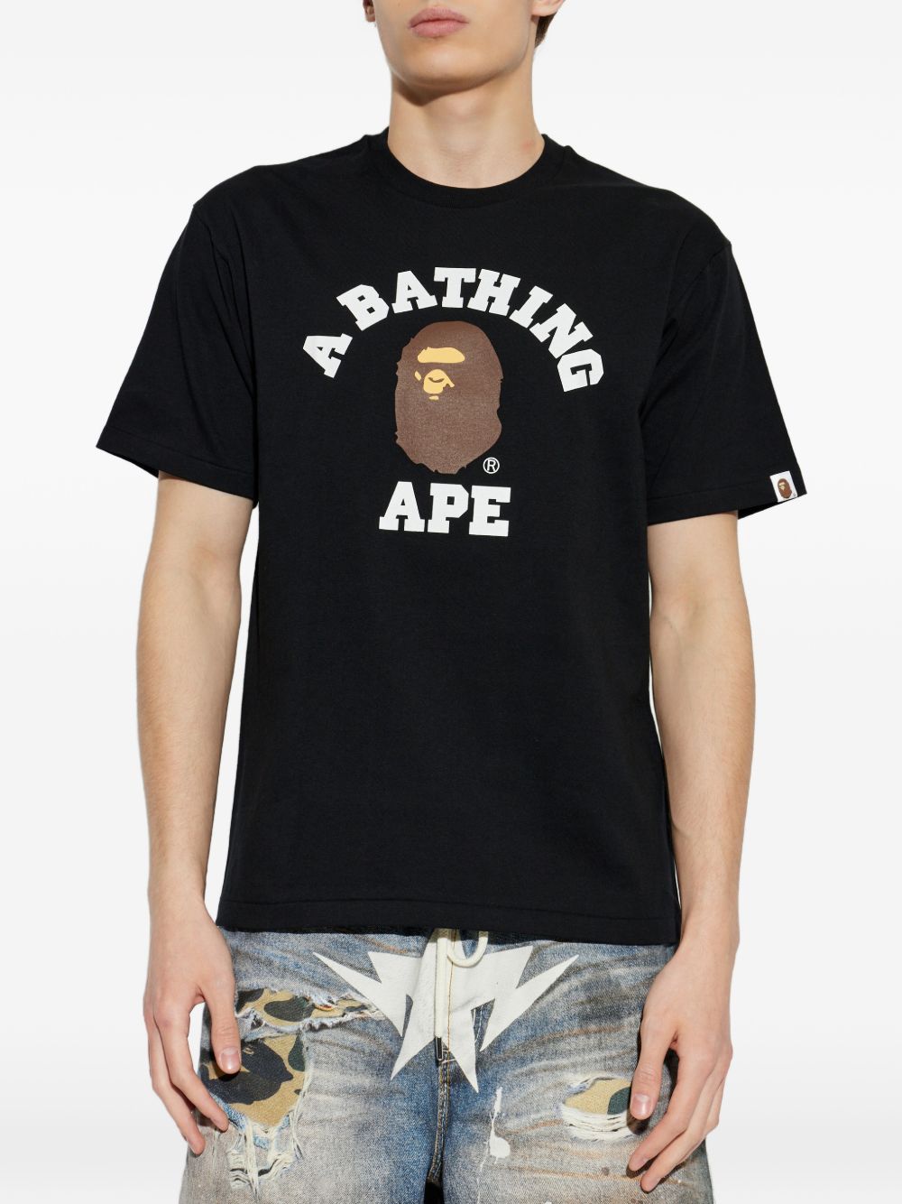 T-shirt con stampa in nero A bathing ape - uomo 