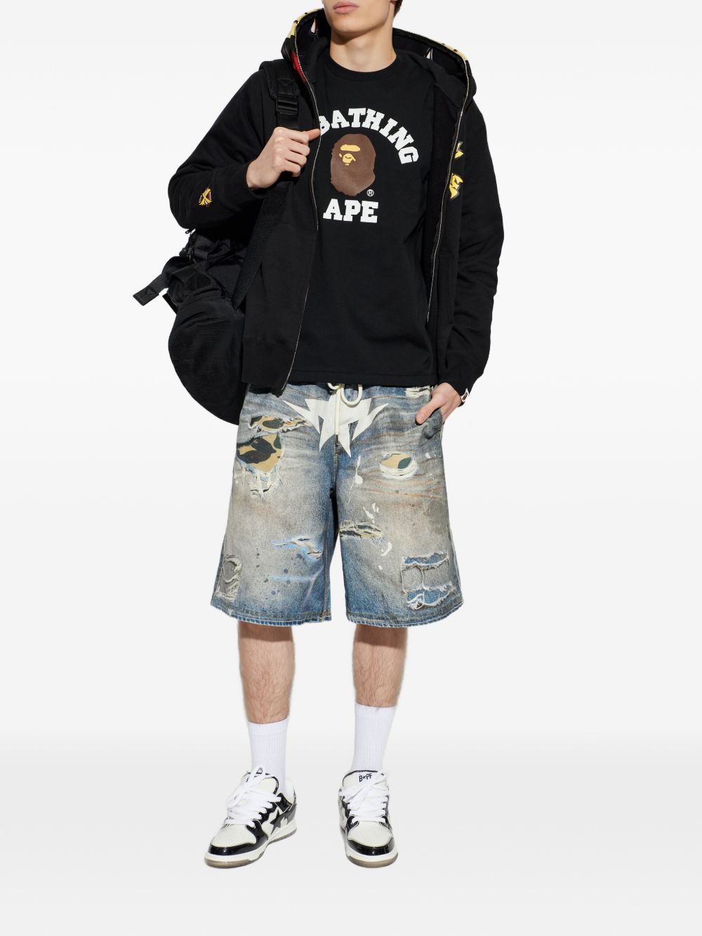 T-shirt con stampa in nero A bathing ape - uomo 