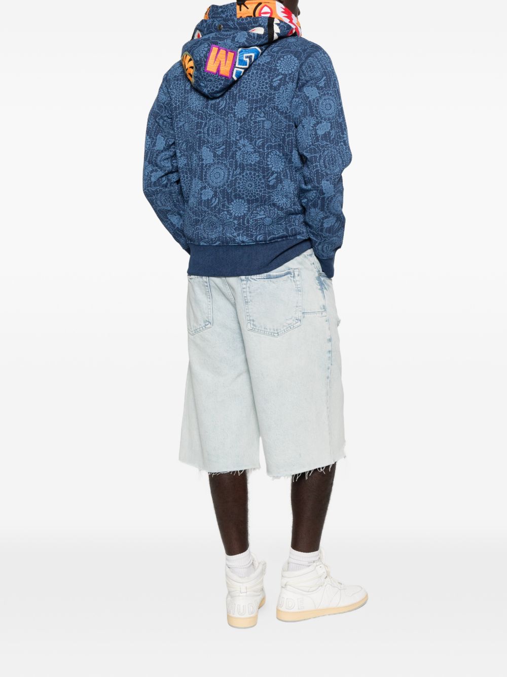 Felpa con cappuccio shark in blu A bathing ape - uomo 