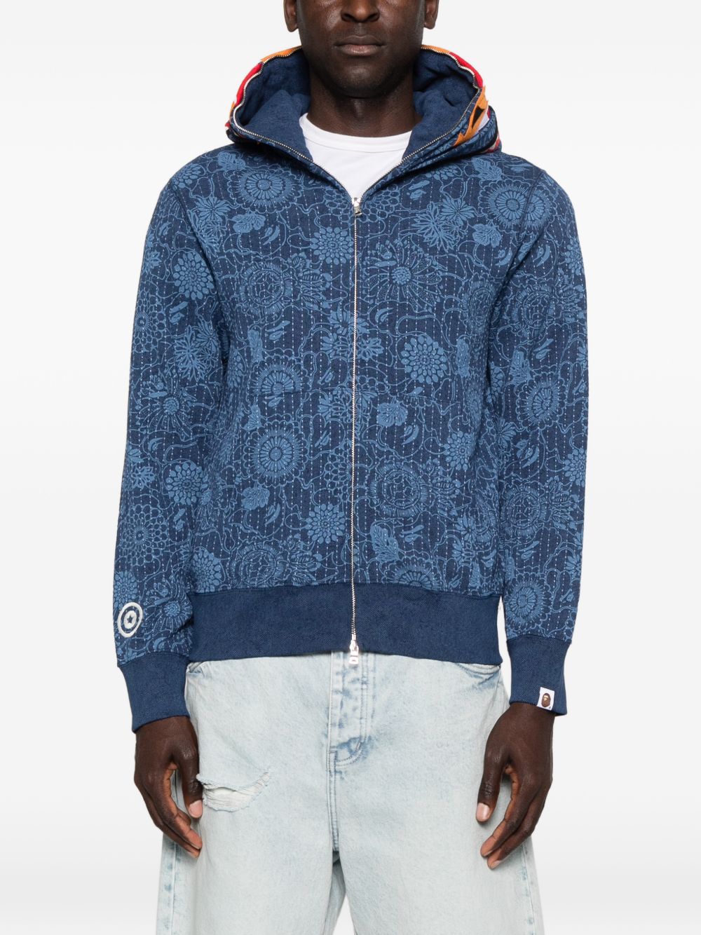 Felpa con cappuccio shark in blu A bathing ape - uomo 