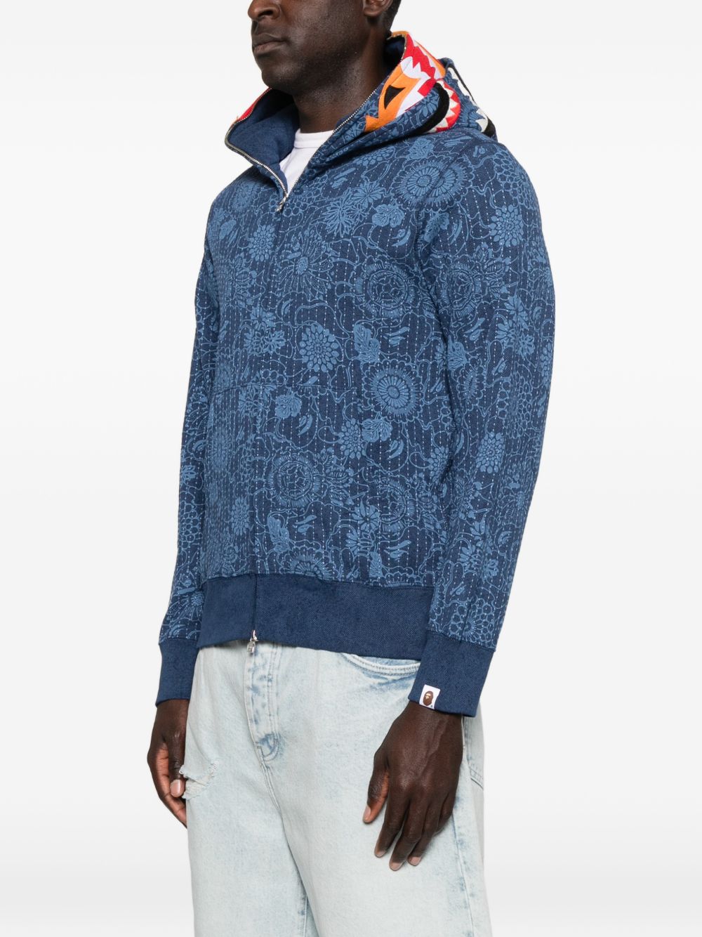 Felpa con cappuccio shark in blu A bathing ape - uomo 